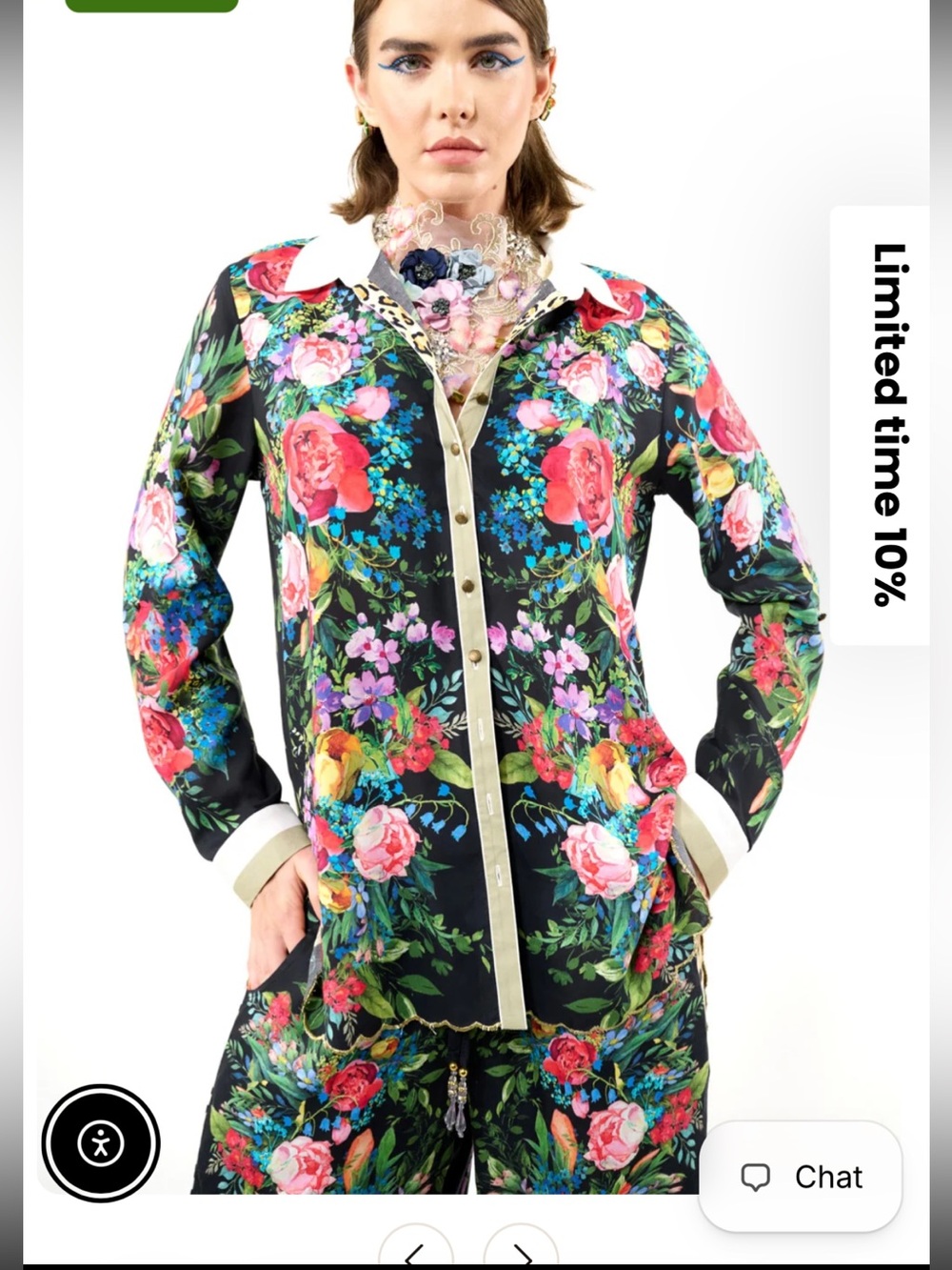 NWT Aratta Silent Journey- Zinnia Shirt- Black Floral